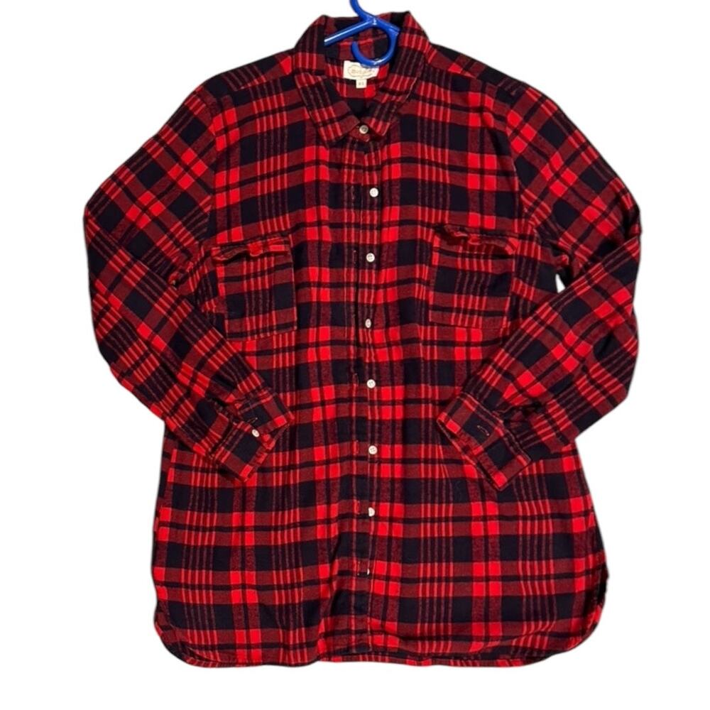 Mud Pie Women's Black and Red Flannel Shirt